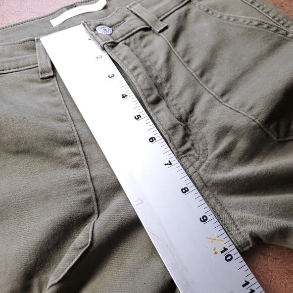 Levis Utility Chino Pants Women 25 Green Patch Pockets Stretch Slim Straight - Picture 7 of 12